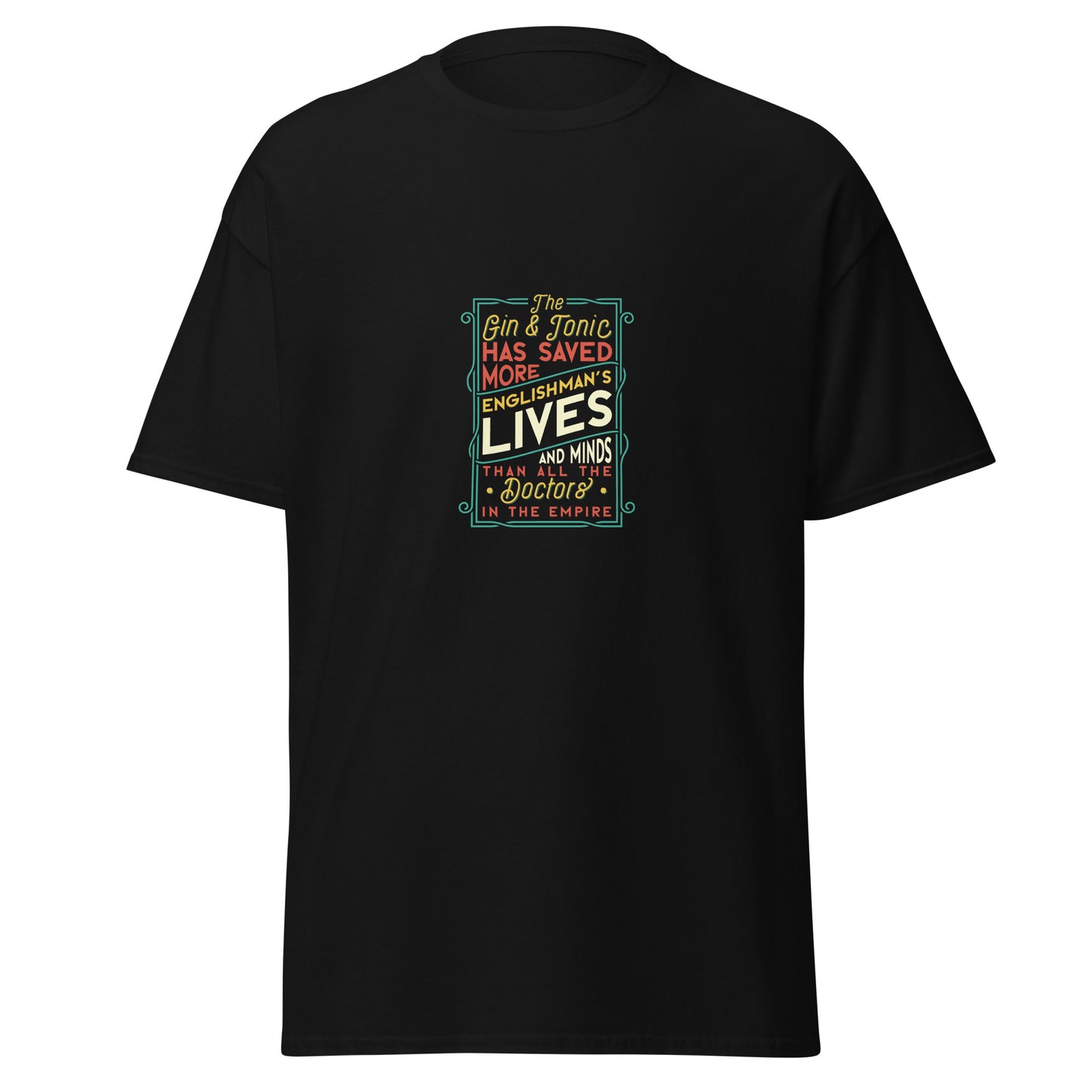 Der Gin & Tonic hat mehr Leben und Gedanken von Engländern gerettet als alle Ärzte, weiches T-Shirt aus schwerer Baumwolle im Halloween-Design