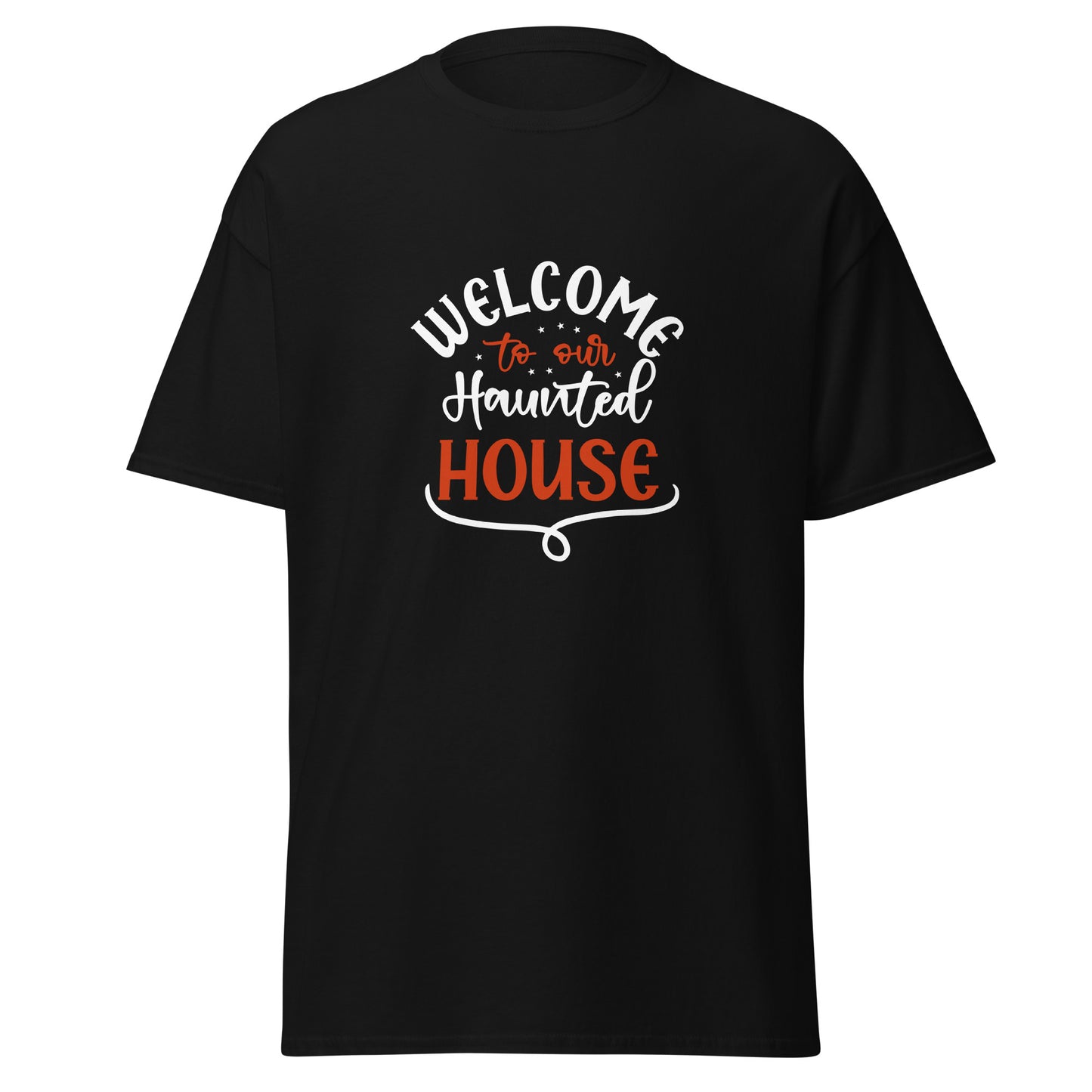 Bienvenido a nuestra casa encantada, camiseta de algodón pesado de estilo suave con diseño de Halloween