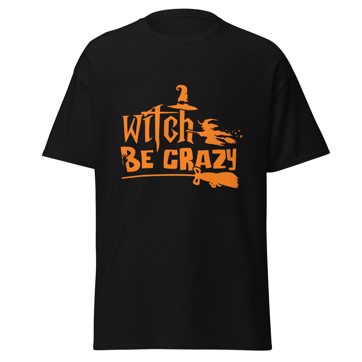 Witch Be Crazy, Halloween-Design, weiches T-Shirt aus schwerer Baumwolle
