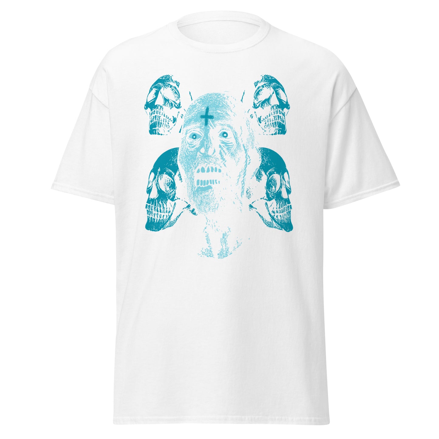 Punkrock & Totenköpfe hässlich, Halloween-Design, weicher Stil, schweres Baumwoll-T-Shirt