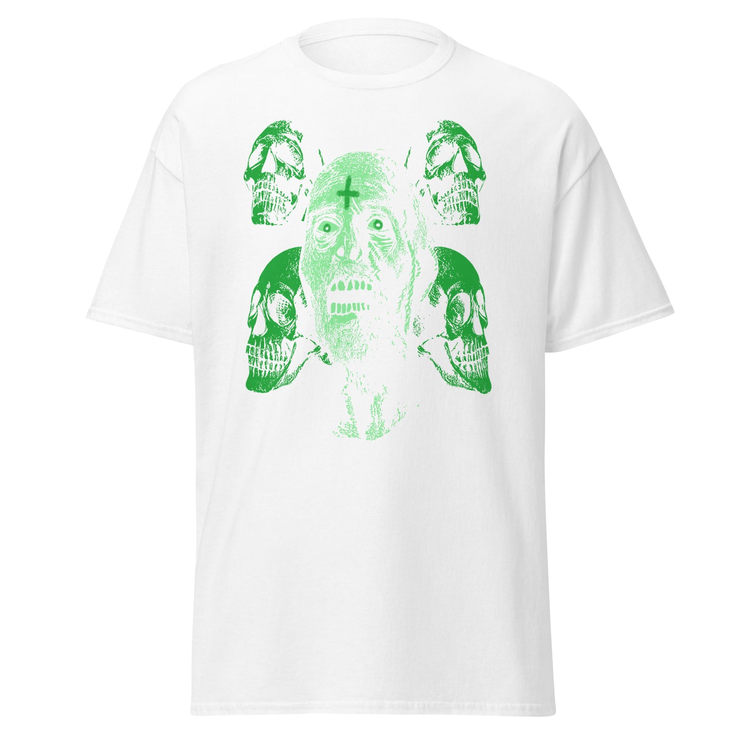 Punkrock & Totenköpfe hässlich, Halloween-Design, weicher Stil, schweres Baumwoll-T-Shirt