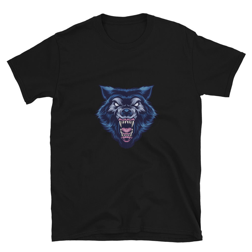 Wildes Wolf-Maskottchen. Passgenaues Unisex-Softstyle-T-Shirt