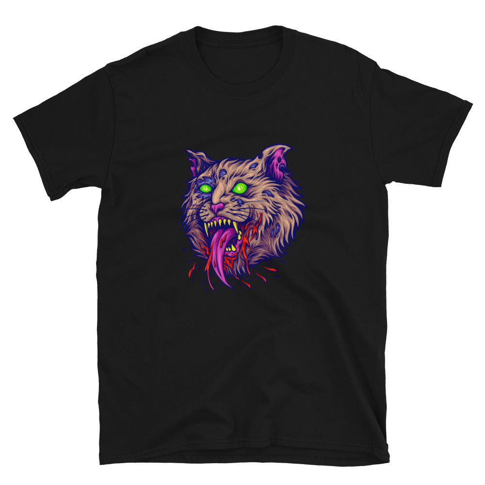 Gruseliges Katzengesicht-Monster-Fit-Unisex-Softstyle-T-Shirt