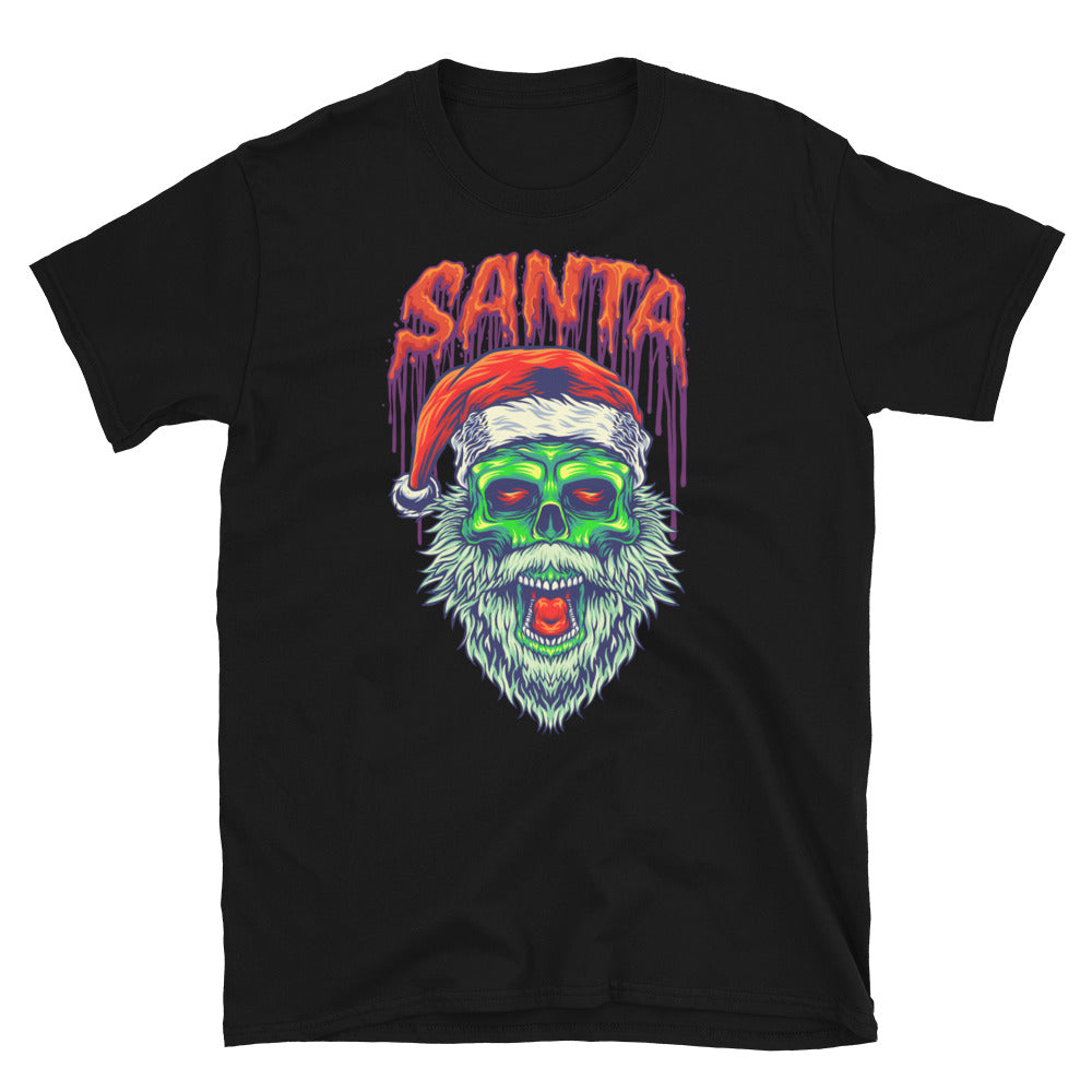 Santa Green Skull Skeleton Horror Fit Unisex Softstyle T-Shirt