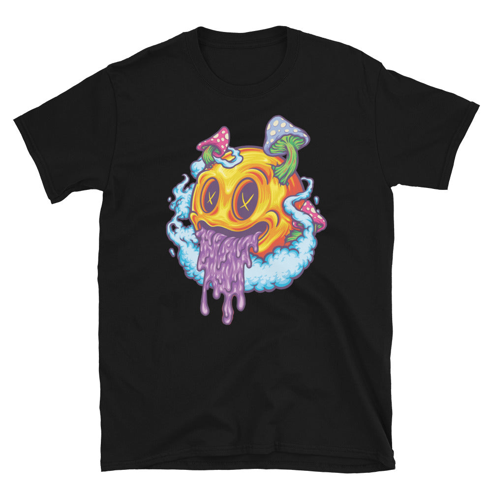 Gelbes Smiley-Symbol Psychedelic Fungus Fit Unisex Softstyle T-Shirt