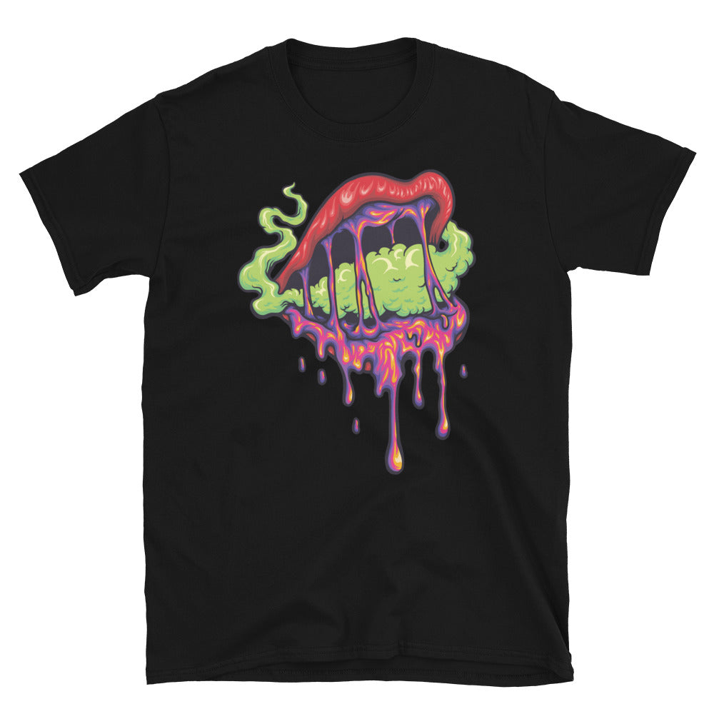 Frau Sexy Lippen Rauch Psychedelic Fit Unisex Softstyle T-Shirt