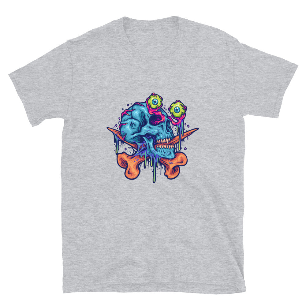 Gruseliges Zombie-Totenkopf-Augäpfel-Passendes Unisex-Softstyle-T-Shirt
