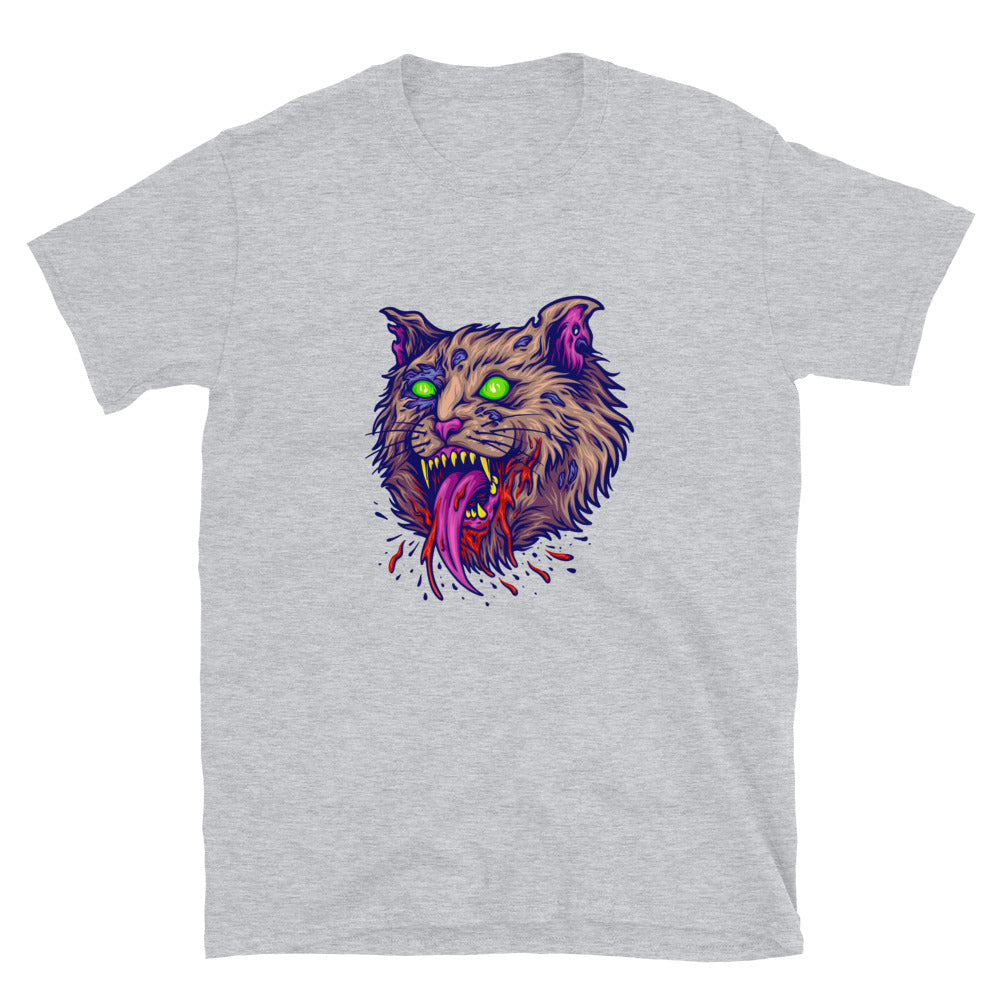 Gruseliges Katzengesicht-Monster-Fit-Unisex-Softstyle-T-Shirt