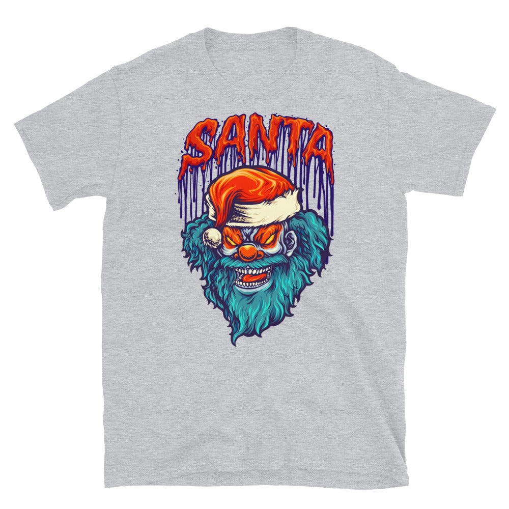 Gruseliger Clown Frohe Weihnachten Maskottchen Fit Unisex Softstyle T-Shirt