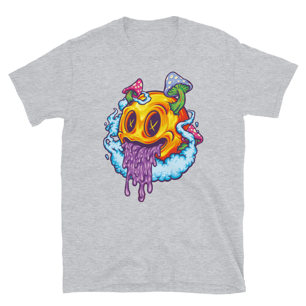 Gelbes Smiley-Symbol Psychedelic Fungus Fit Unisex Softstyle T-Shirt