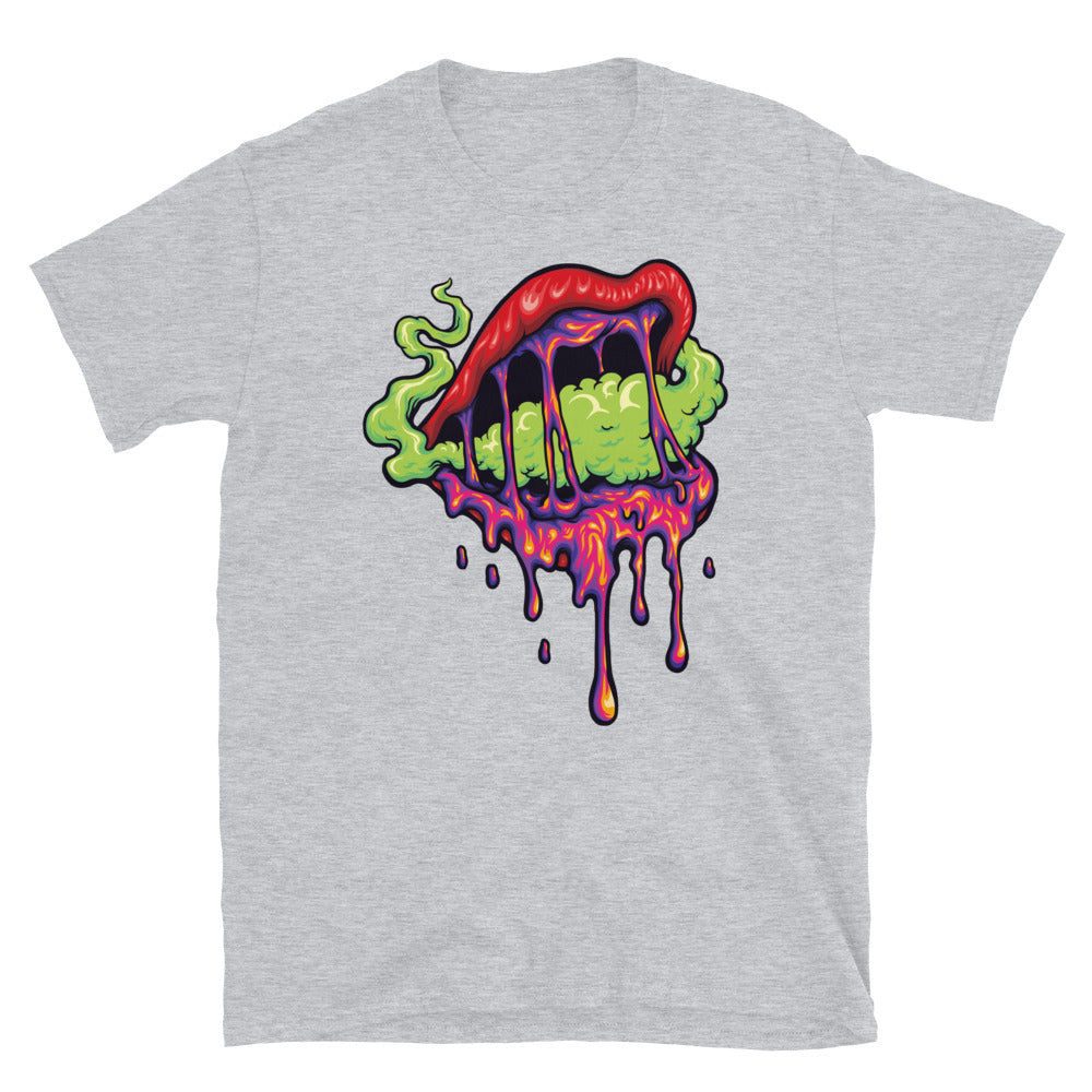 Frau Sexy Lippen Rauch Psychedelic Fit Unisex Softstyle T-Shirt