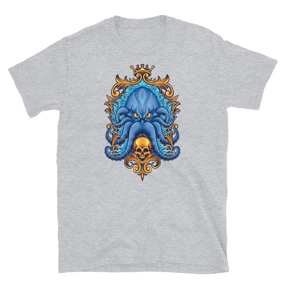 Blue Kraken with Gold Frame Skull
