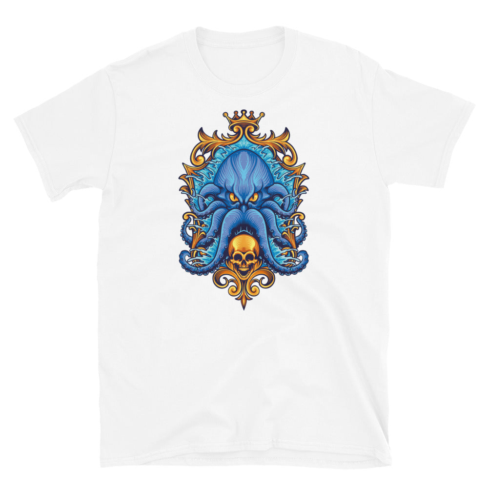 Blue Kraken with Gold Frame Skull