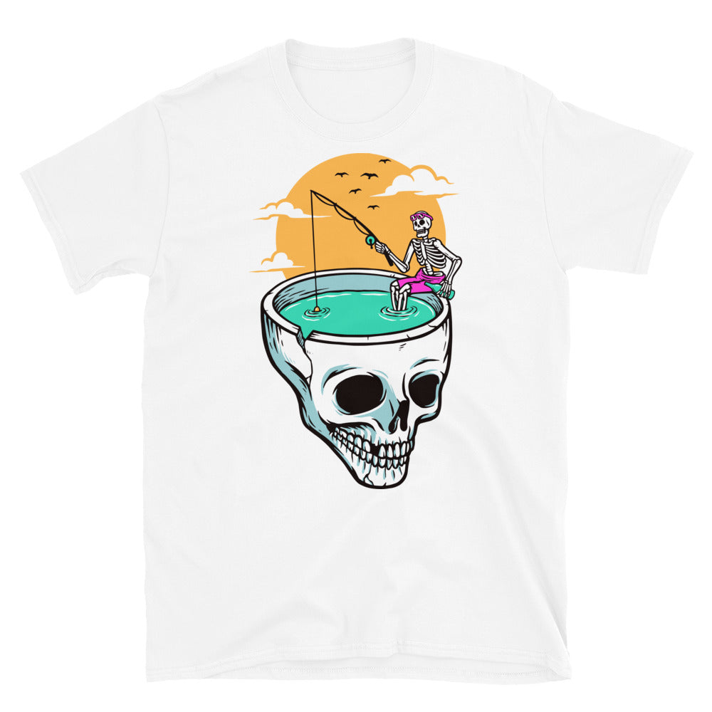 Fishing in a Scary Skull - Fit Unisex Softstyle T-Shirt
