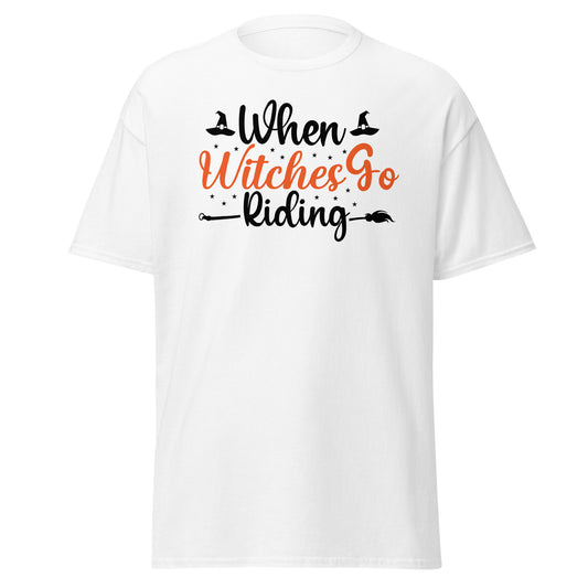 Wenn Hexen reiten, Halloween-Design, weicher Stil, schweres Baumwoll-T-Shirt