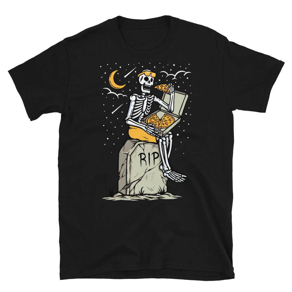 Totenkopf isst Pizza am Grab Fit Unisex Softstyle T-Shirt