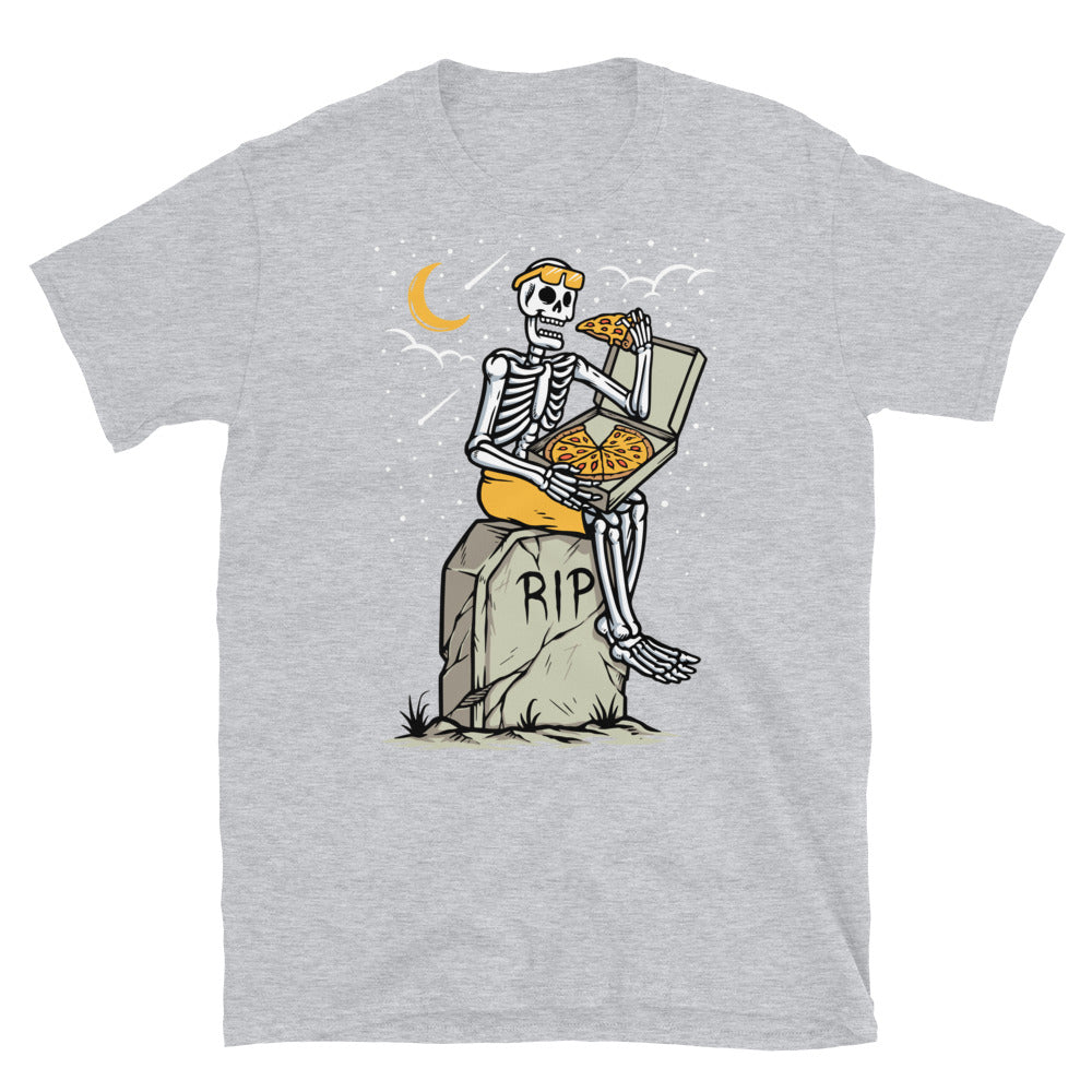 Totenkopf isst Pizza am Grab Fit Unisex Softstyle T-Shirt