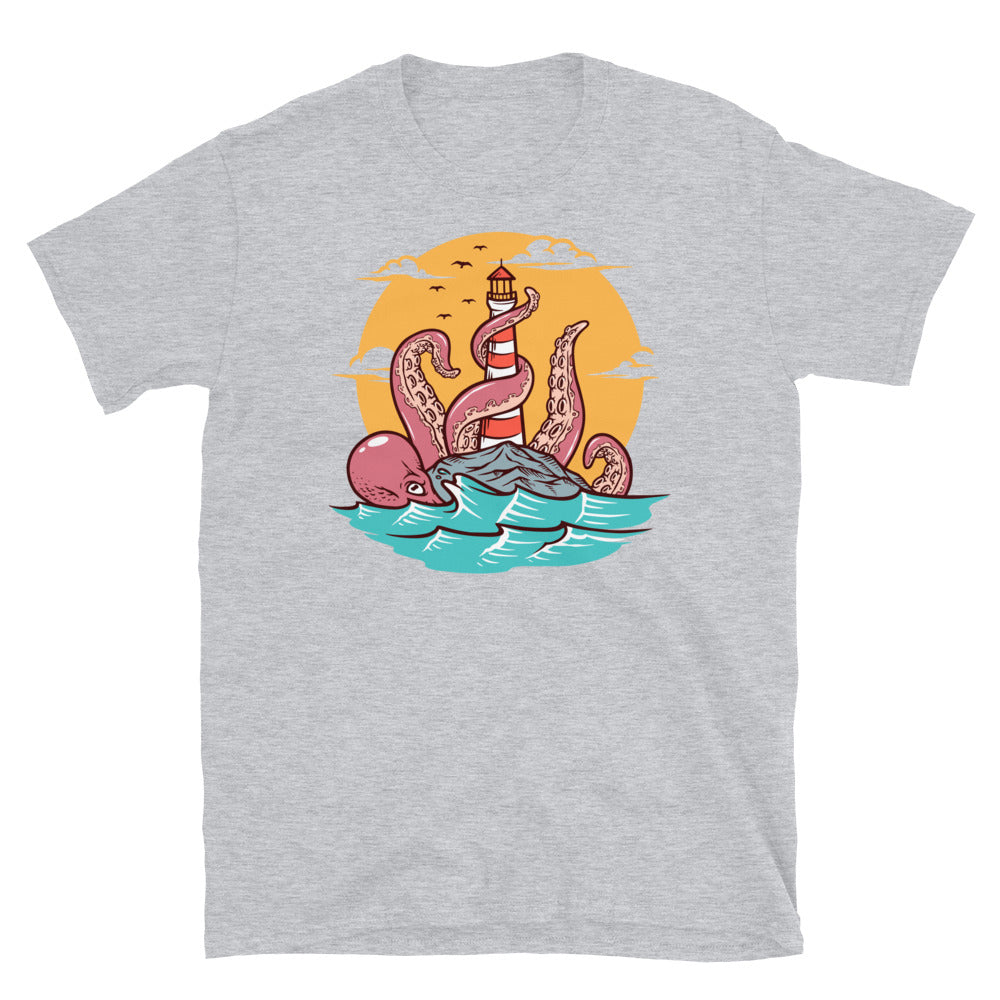 Oktopus und Leuchtturm Fit Unisex Softstyle T-Shirt