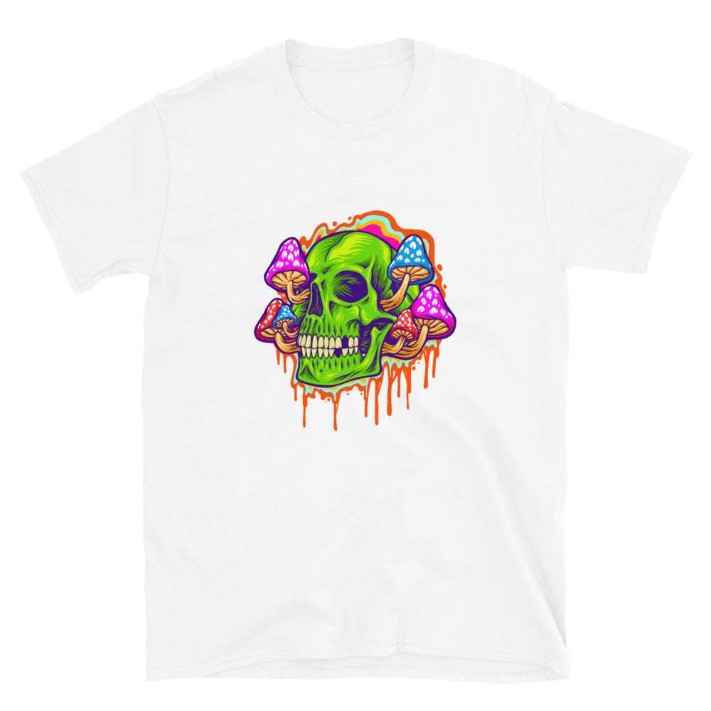 Psychedelischer Kopfschädel mit Pilzen Fit Unisex Softstyle T-Shirt