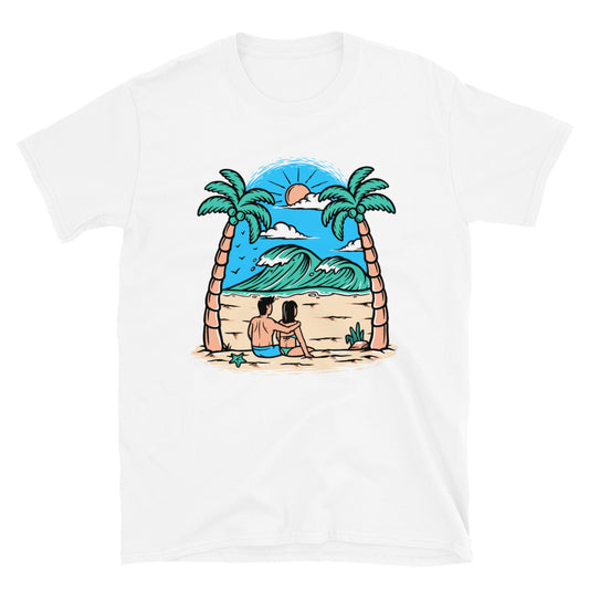 Junges Paar am Strand Fit Unisex Softstyle T-Shirt
